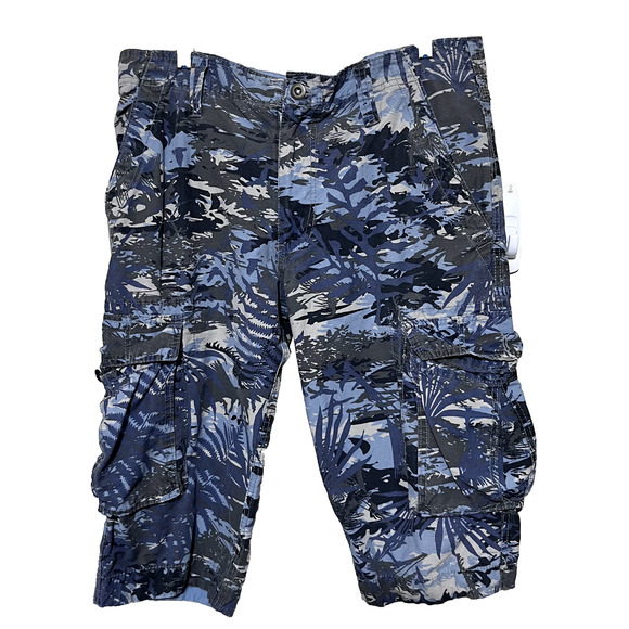 Blue Cargo Camo Shorts Men's 34x16 Long Blu Law Outdoor Fishing Utility - Picture 1 of 8
